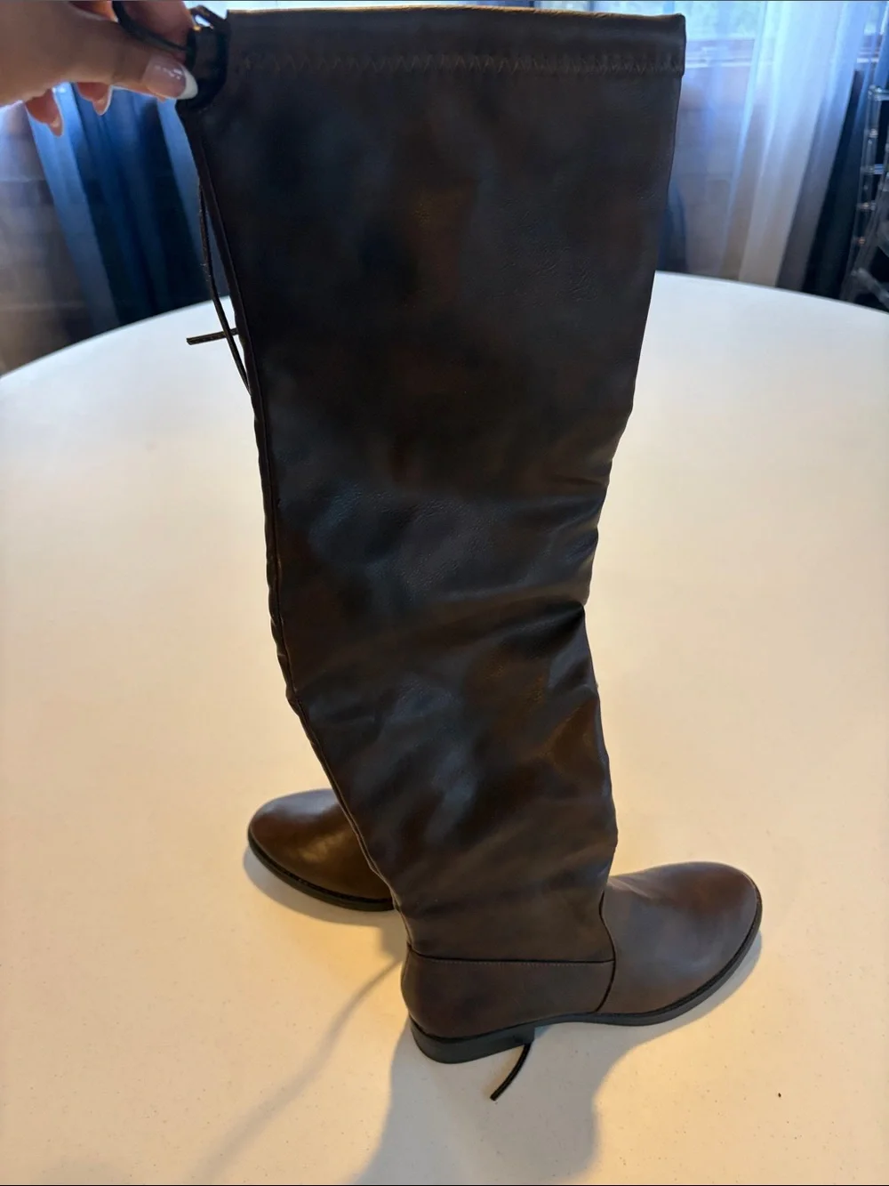 Charlotte Russe Brown Over-the-Knee Lace-Up Boots